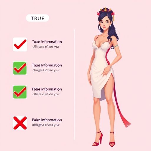 信息真伪辨别示意图，包含对勾和叉号