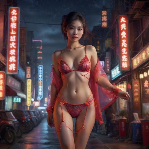 海珠夜晚街头霓虹灯火通明