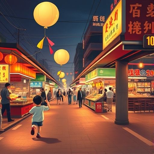 葵花浦典夜市温馨瞬间