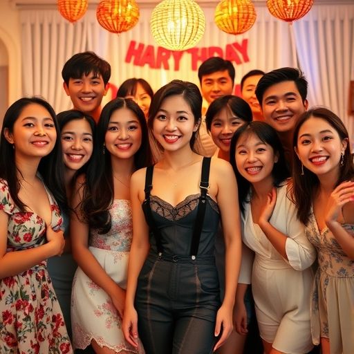 生日聚会的快乐合影
