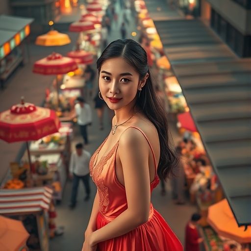 热闹的葵花浦典夜市美食摊位