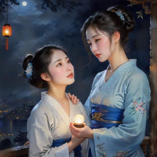 夜市人群手绘插画