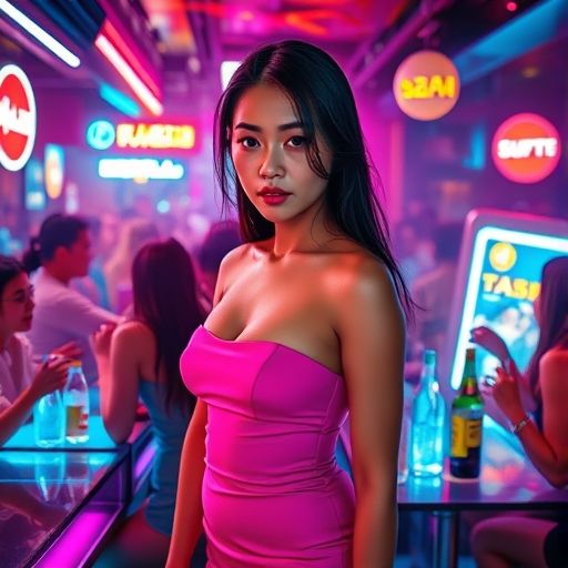 酒吧内主题派对人群狂欢的场景