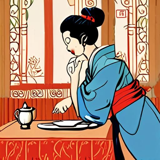 茶艺师与客人温馨互动