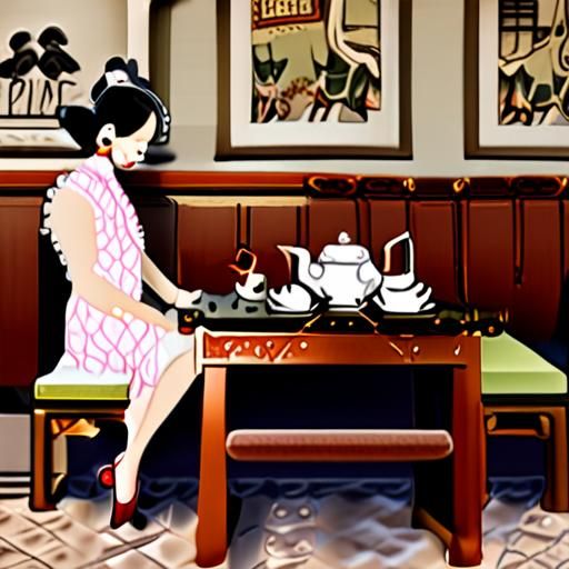 广州低端喝茶茶社内部场景