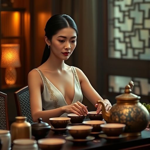 精致的茶具准备