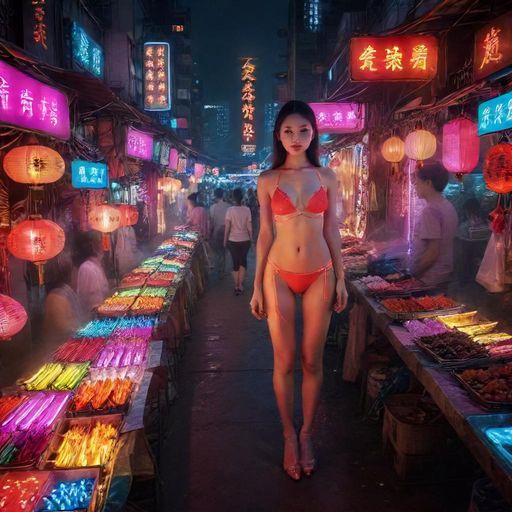 热闹的广州夜市全景
