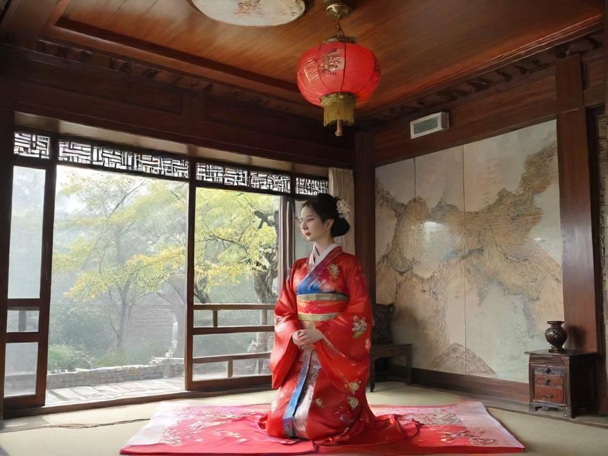 深圳高端私人会所内部，展现奢华而现代的中式装修风格，灯光柔和，环境优雅。