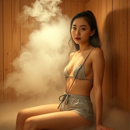 桑拿房内充满蒸汽的放松场景