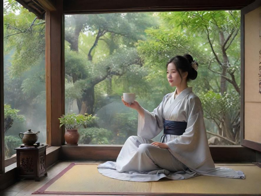 浙江喝茶美女茶艺表演