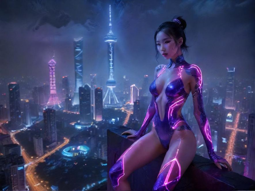 广州夜景，灯火辉煌，充满未来感