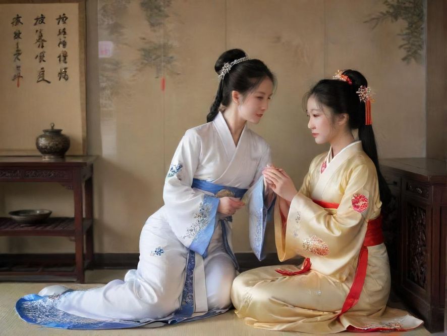一间充满东方韵味的私密茶室，雅致的氛围中，茶具摆放精致，光线柔和。