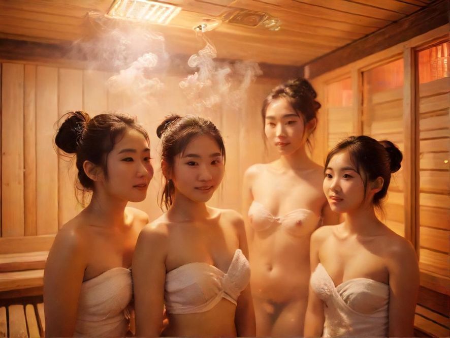 广州桑拿房内，蒸汽缭绕，灯光柔和，营造出极致的放松氛围。