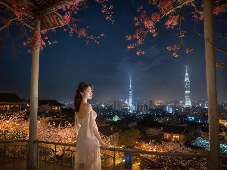 深圳夜幕降临，高楼林立，霓虹灯光映照下的夜场会所入口，充满神秘与诱惑。
