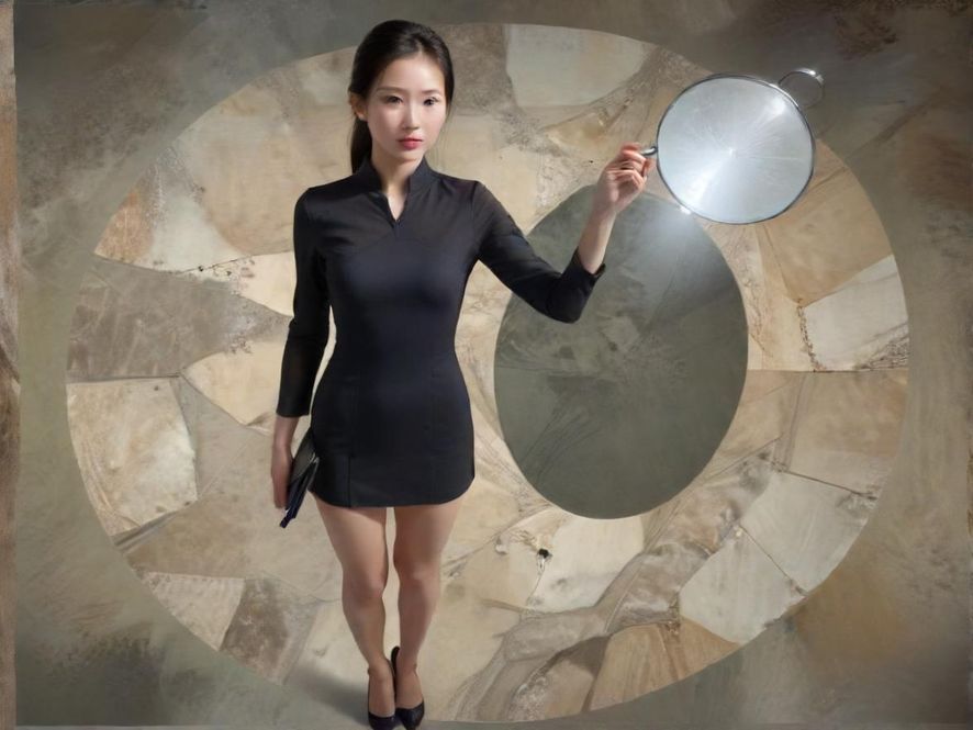 抽象的网络世界背景下，放大镜聚焦在信息流上