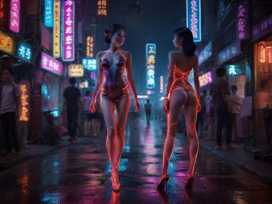 广州夜生活街头景象