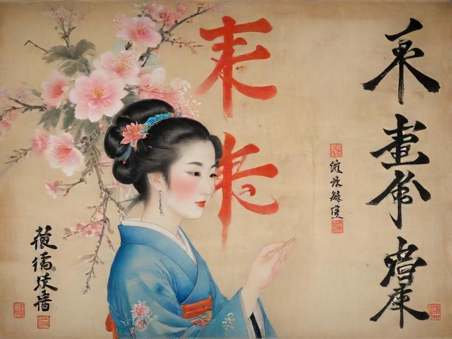 一幅色彩斑斓的抽象花丛图案
