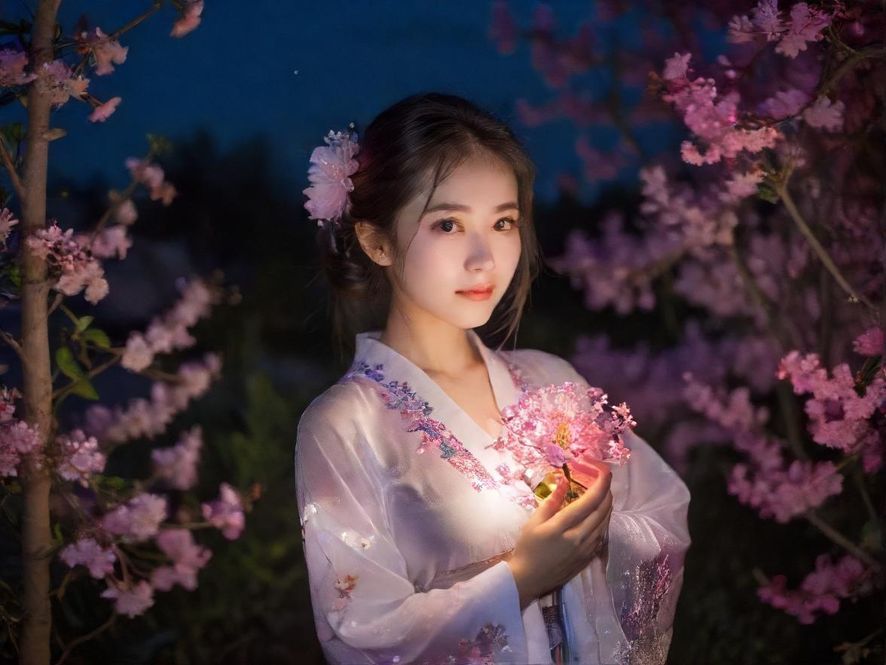 象征丰富选择的夜景花海