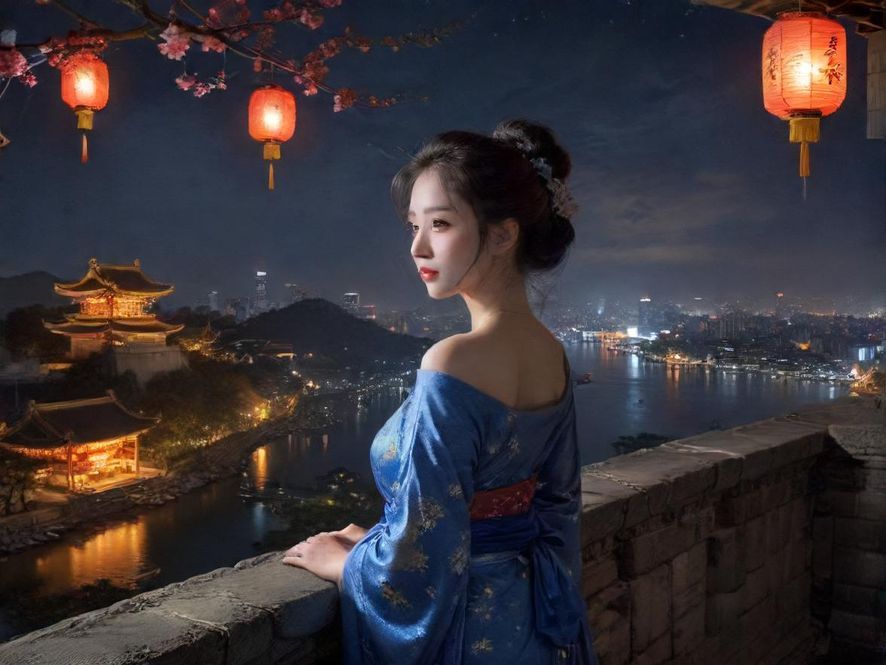 广州石牌村夜市繁华夜景