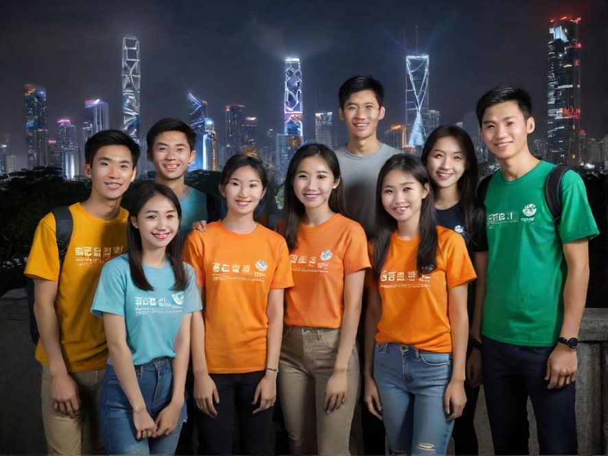 深圳环保兼职青年团队在街区合影留念