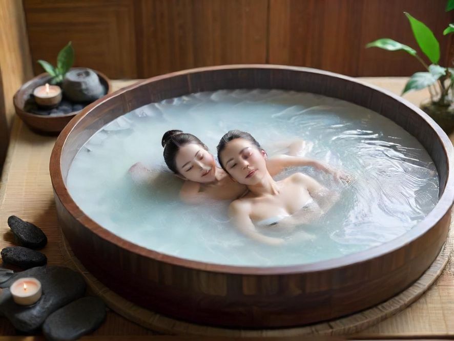 一间温馨舒适的SPA按摩房,柔和的灯光洒在整洁的床铺上,营造出宁静放松的氛围。