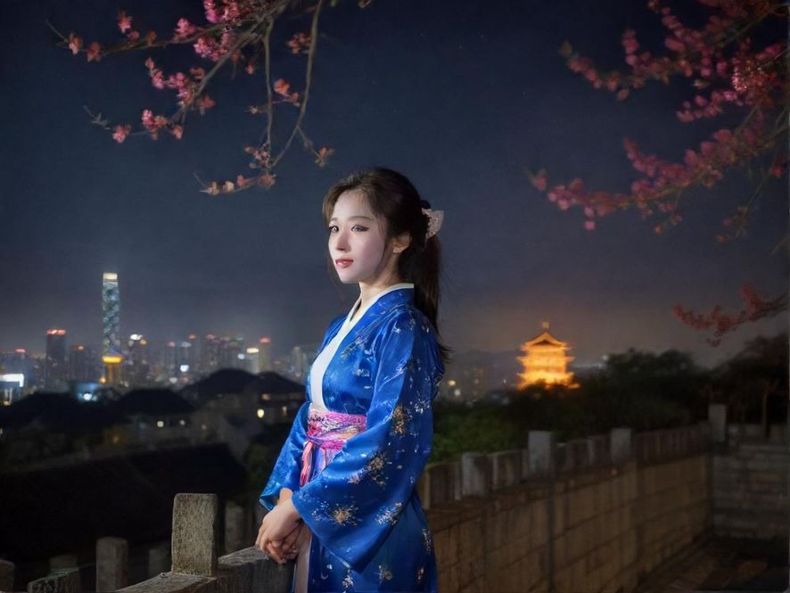 罗湖夜晚繁华的都市街景