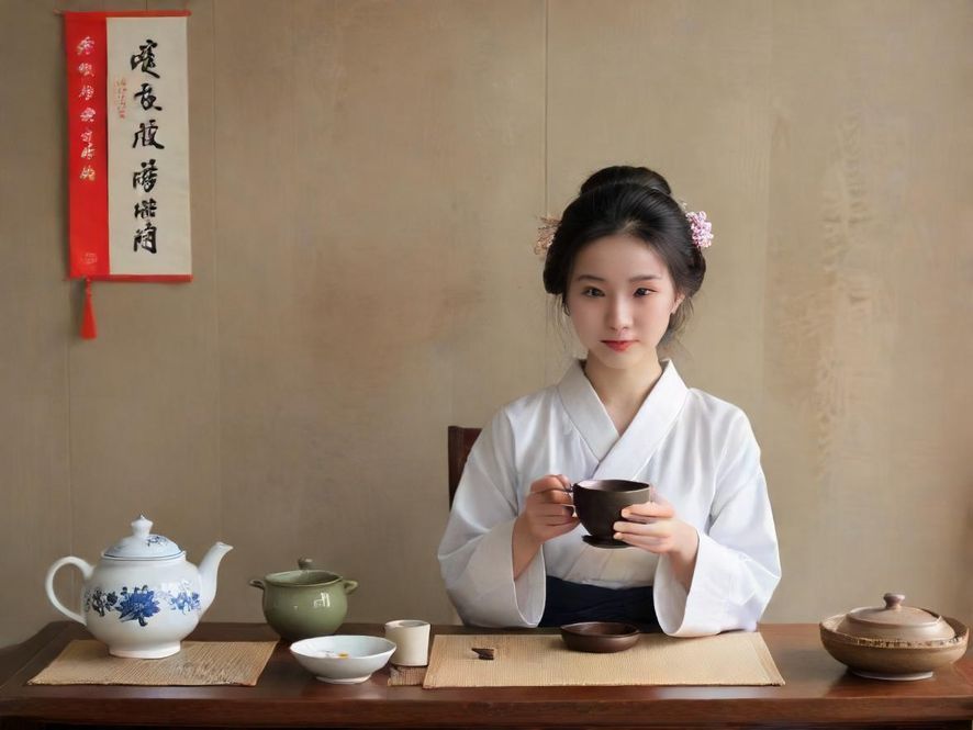 在深圳一间奢华包厢内,一位气质优雅的年轻女子正轻柔地端起茶杯,特写镜头捕捉她专注而享受的神情,画面充满艺术感。