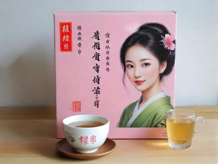 广州品茶：一位温婉的女子手持精致茶杯，眼神中流露出对茶道的专注与享受，背景是朦胧的茶室。